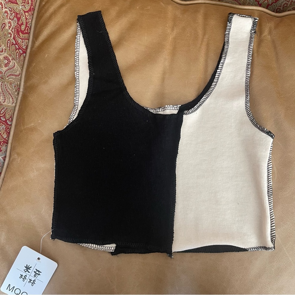 PATCHWORK STYLE CROPPED TANK TOP - Picture 10 of 16